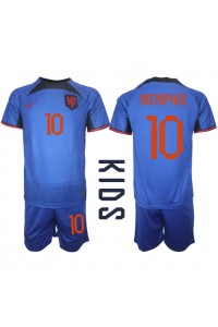 Alankomaat Memphis Depay #10 Jalkapallovaatteet Lasten Vieraspeliasu MM-kisat 2022 Lyhythihainen (+ Lyhyet housut)